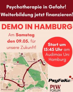Demonstration für Finanzierung der psychotherapeutischen Weiterbildung in Hamburg